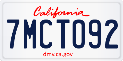 CA license plate 7MCT092