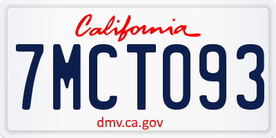 CA license plate 7MCT093