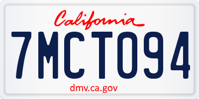 CA license plate 7MCT094