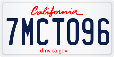 CA license plate 7MCT096
