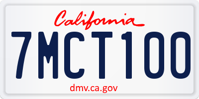 CA license plate 7MCT100