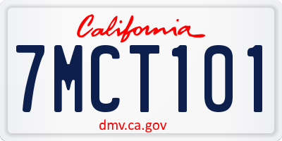 CA license plate 7MCT101