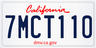 CA license plate 7MCT110