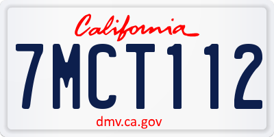 CA license plate 7MCT112