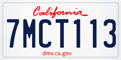 CA license plate 7MCT113