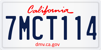 CA license plate 7MCT114