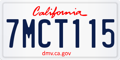 CA license plate 7MCT115
