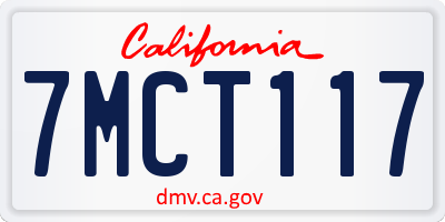 CA license plate 7MCT117