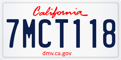 CA license plate 7MCT118