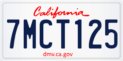 CA license plate 7MCT125