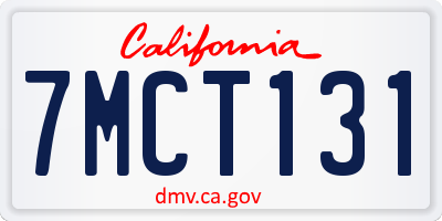 CA license plate 7MCT131