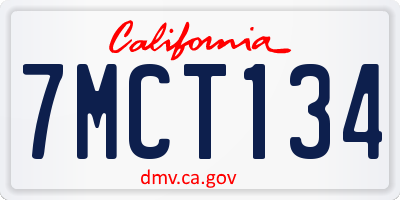 CA license plate 7MCT134