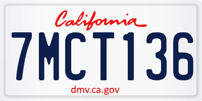 CA license plate 7MCT136