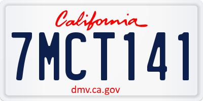 CA license plate 7MCT141