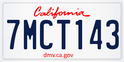 CA license plate 7MCT143