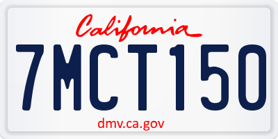 CA license plate 7MCT150
