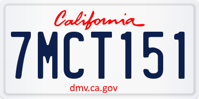 CA license plate 7MCT151