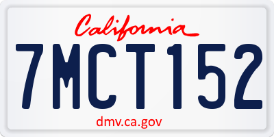 CA license plate 7MCT152