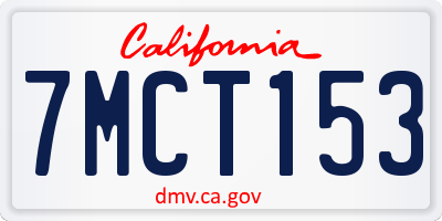 CA license plate 7MCT153