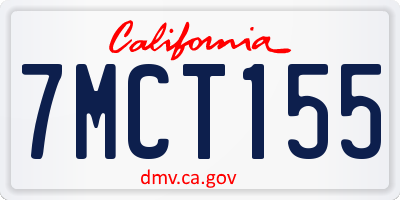 CA license plate 7MCT155