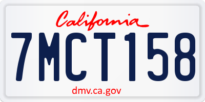 CA license plate 7MCT158