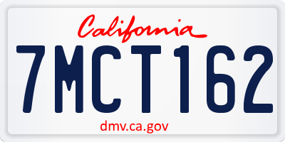 CA license plate 7MCT162