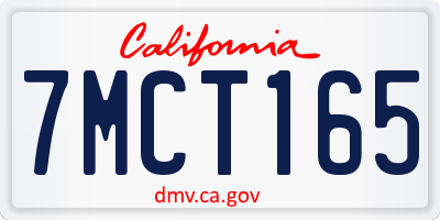 CA license plate 7MCT165