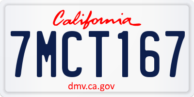 CA license plate 7MCT167