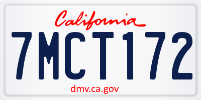 CA license plate 7MCT172