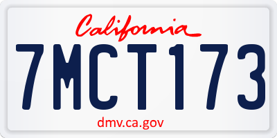 CA license plate 7MCT173