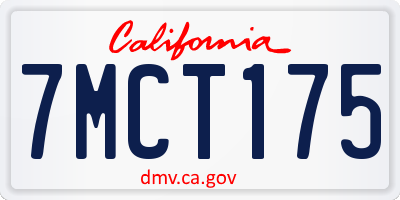 CA license plate 7MCT175