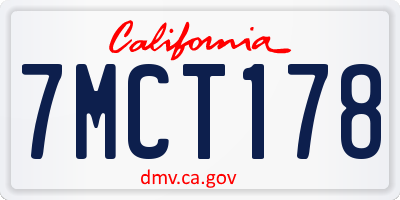 CA license plate 7MCT178