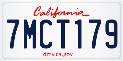 CA license plate 7MCT179