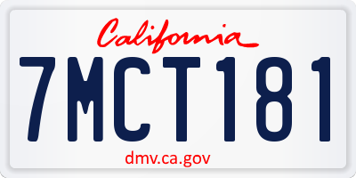 CA license plate 7MCT181