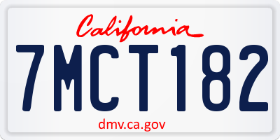 CA license plate 7MCT182