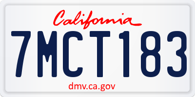 CA license plate 7MCT183