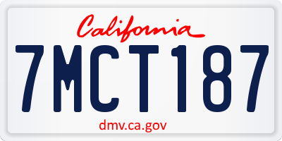 CA license plate 7MCT187