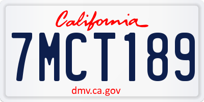 CA license plate 7MCT189