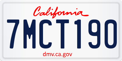 CA license plate 7MCT190