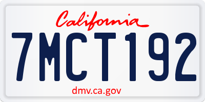 CA license plate 7MCT192