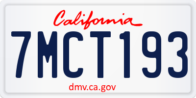 CA license plate 7MCT193