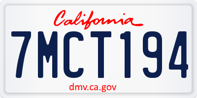 CA license plate 7MCT194
