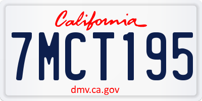 CA license plate 7MCT195