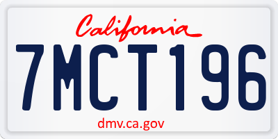 CA license plate 7MCT196