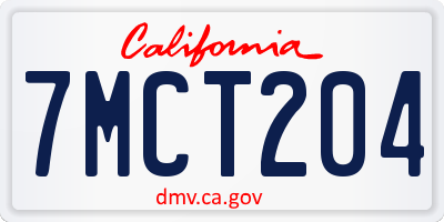 CA license plate 7MCT204