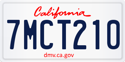 CA license plate 7MCT210