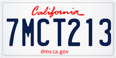 CA license plate 7MCT213
