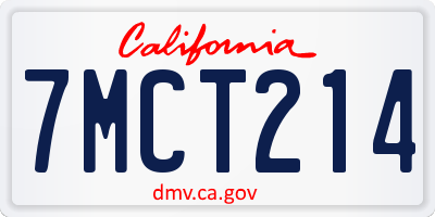 CA license plate 7MCT214