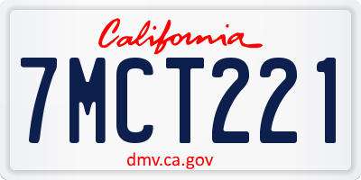 CA license plate 7MCT221