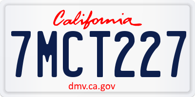 CA license plate 7MCT227